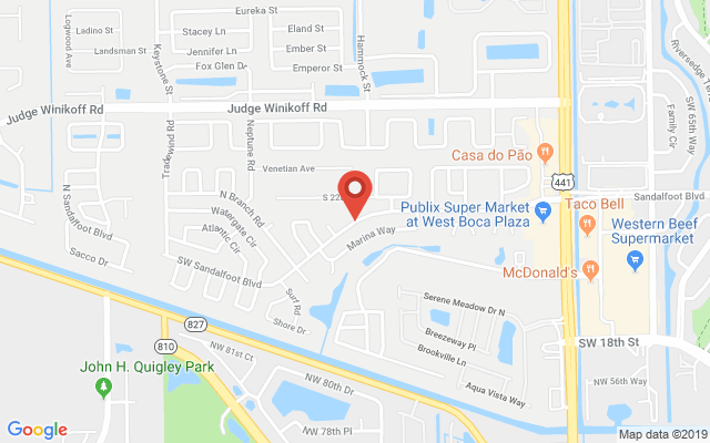 Google map image of location SW Sandalfoot Blvd, Boca Raton, FL 33428, USA